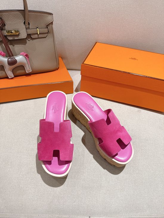 Hermes Suede Classic Versatile Genuine Leather Sole Sandals