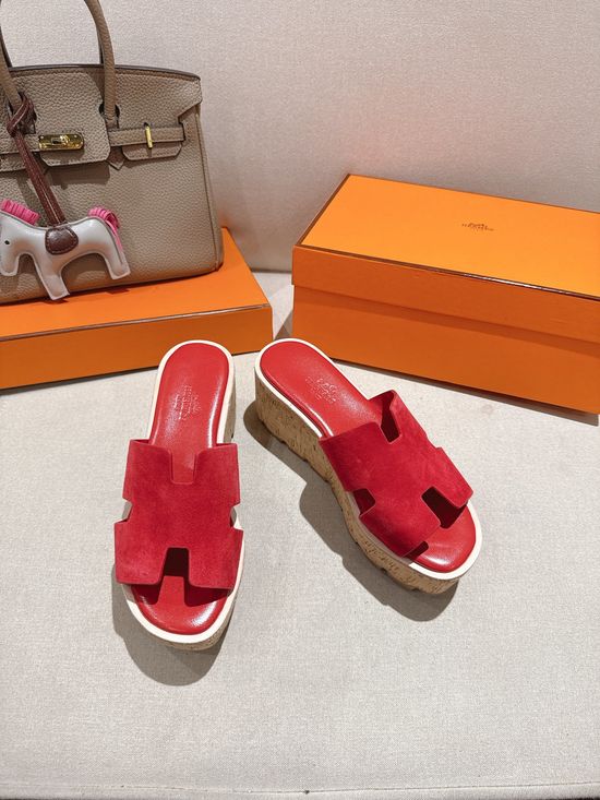Hermes Suede Classic Versatile Genuine Leather Sole Sandals