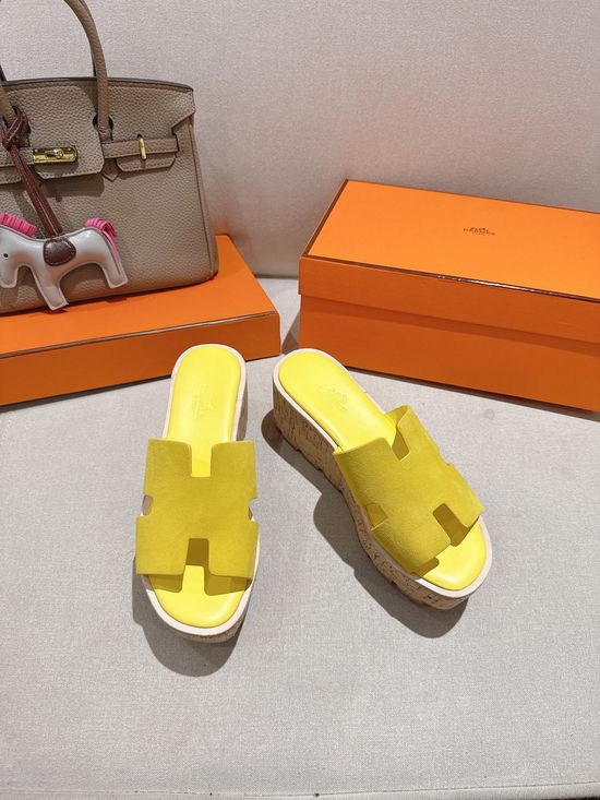 Hermes Suede Classic Versatile Genuine Leather Sole Sandals