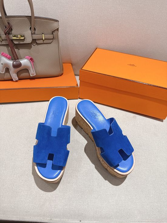Hermes Suede Classic Versatile Genuine Leather Sole Sandals