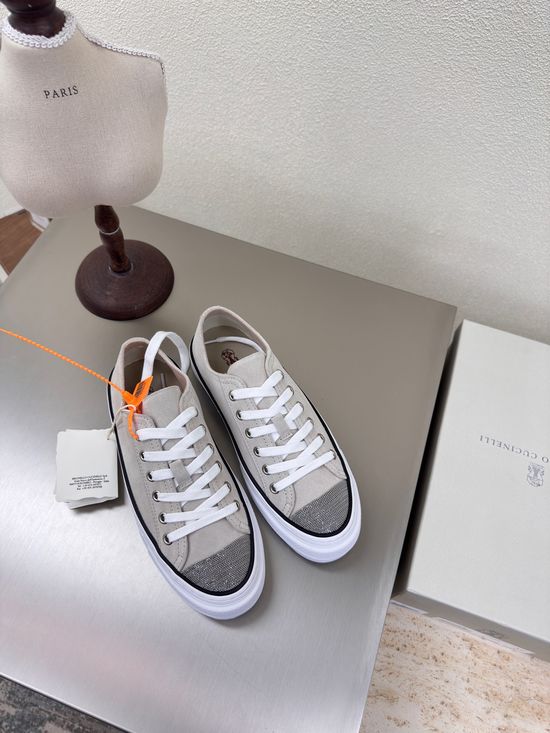 Brunello Cucinelli Gray Lace-up Suede Comfort Versatile Casual Shoes