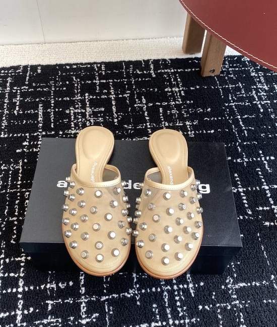 Alexander Wang Studded Slide Sandals Suede Lining Durable Anti-slip Sole