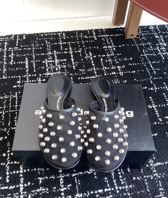 Alexander Wang Studded Slide Sandals Suede Lining Durable Anti-slip Sole