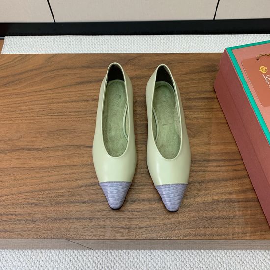 Loro Piana Leather Colorblock Flats Classic Minimalist Style Comfortable Wear