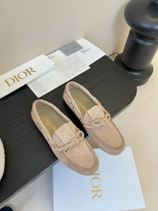 Christian Dior Suede Loafers Decorative Buckle Durable Outsole Fashion
