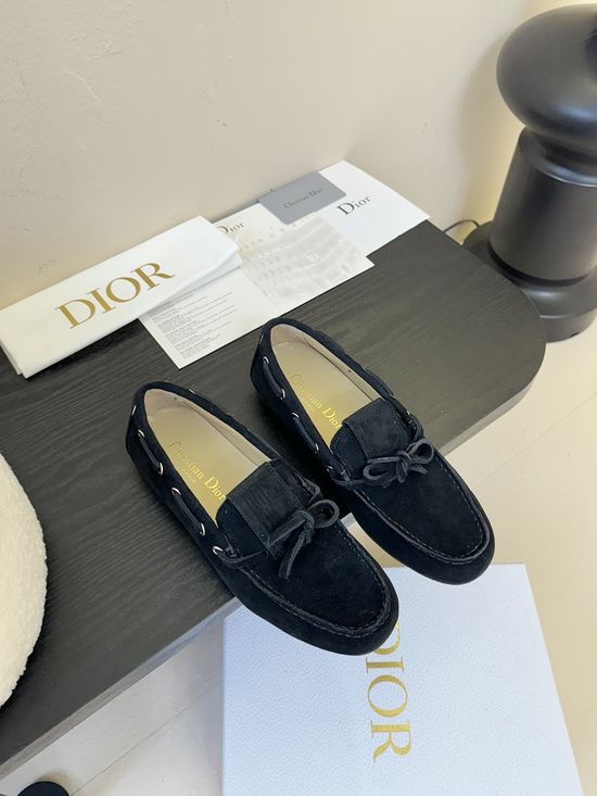 Christian Dior Suede Loafers Decorative Buckle Durable Outsole Fashion