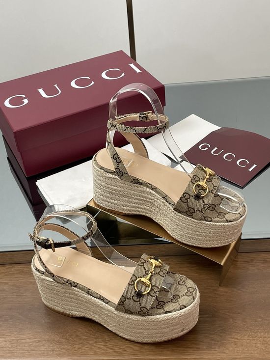 Gucci Horsebit Espadrille Platform One-Strap Peep Toe Sandals
