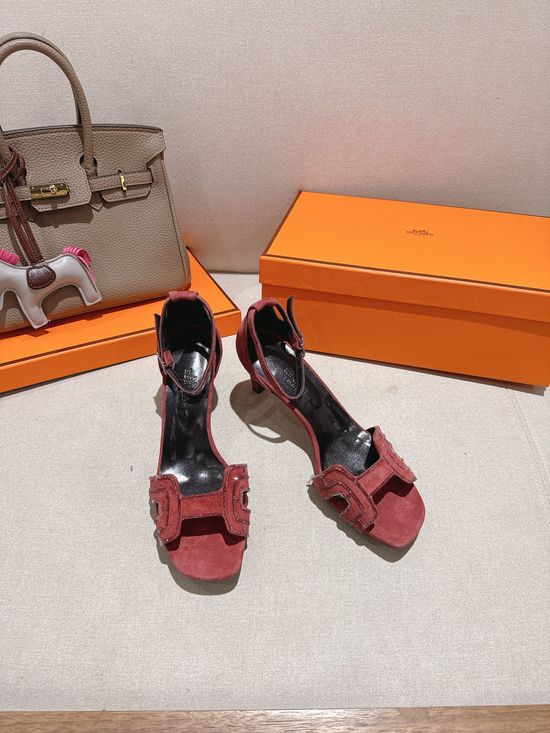 Hermes Square Toe Rhinestone Block Heel Comfortable Dress Sandals