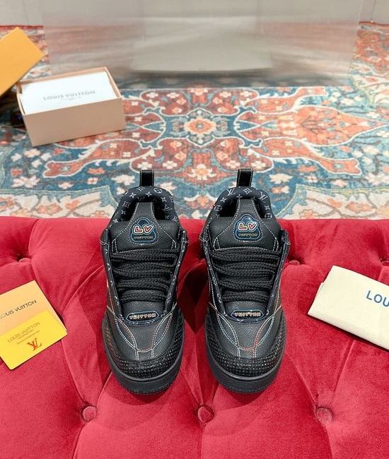 Louis Vuitton LV Premium Leather Classic Casual Sneakers Non-slip Skate Footwear