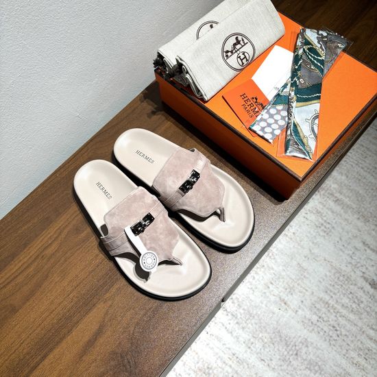 Hermes Calfskin Buckle Casual Comfort Non-slip Sandals