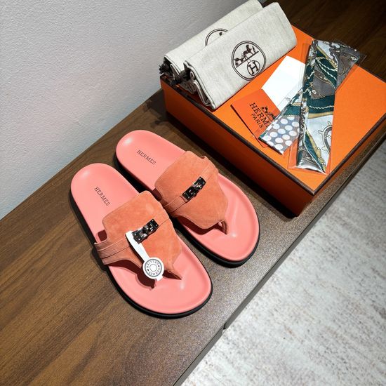 Hermes Calfskin Buckle Casual Comfort Non-slip Sandals