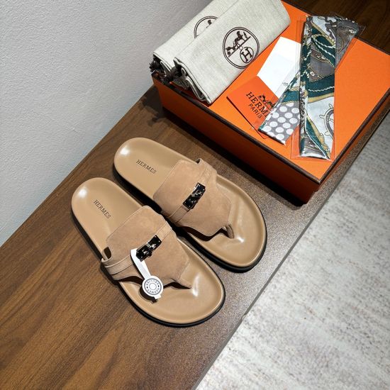 Hermes Calfskin Buckle Casual Comfort Non-slip Sandals