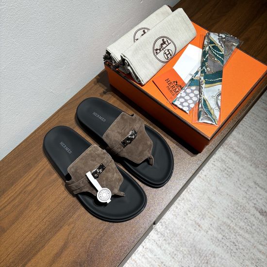 Hermes Calfskin Buckle Casual Comfort Non-slip Sandals