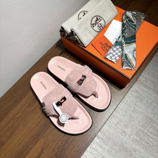 Hermes Calfskin Buckle Casual Comfort Non-slip Sandals
