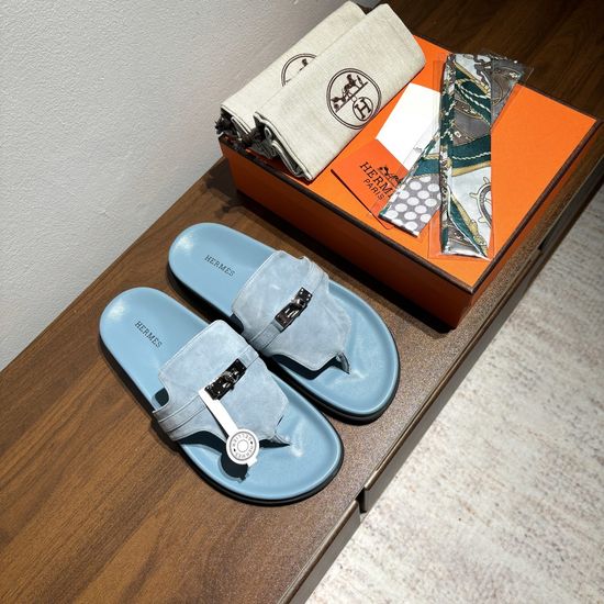Hermes Calfskin Buckle Casual Comfort Non-slip Sandals