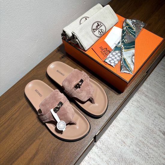 Hermes Calfskin Buckle Casual Comfort Non-slip Sandals