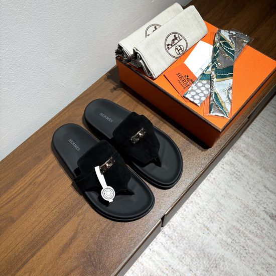 Hermes Calfskin Buckle Casual Comfort Non-slip Sandals