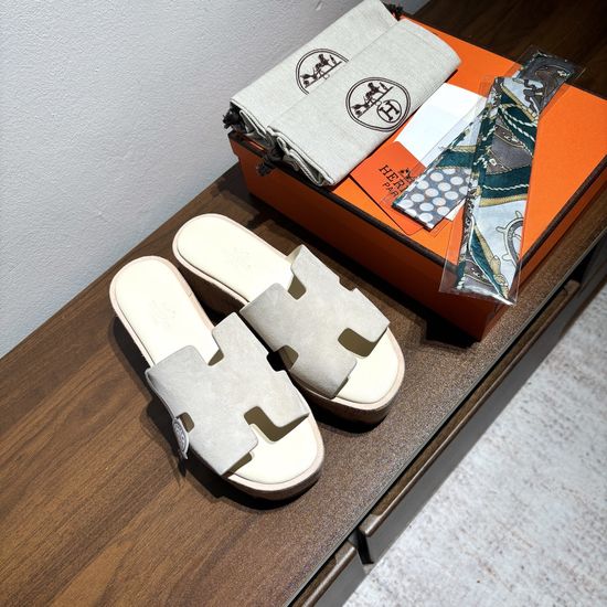 Hermes Suede Platform Non-slip Comfortable Casual Sandals