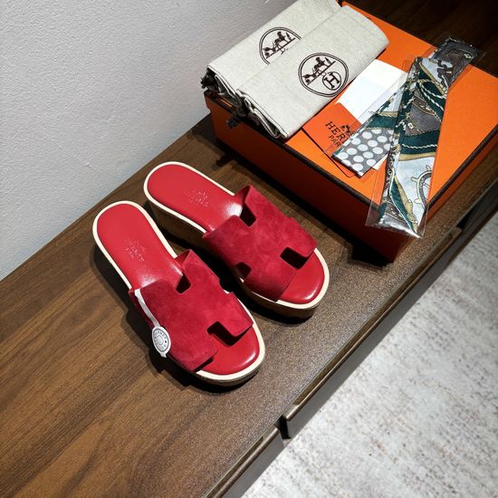 Hermes Suede Platform Non-slip Comfortable Casual Sandals