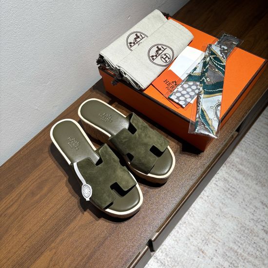 Hermes Suede Platform Non-slip Comfortable Casual Sandals