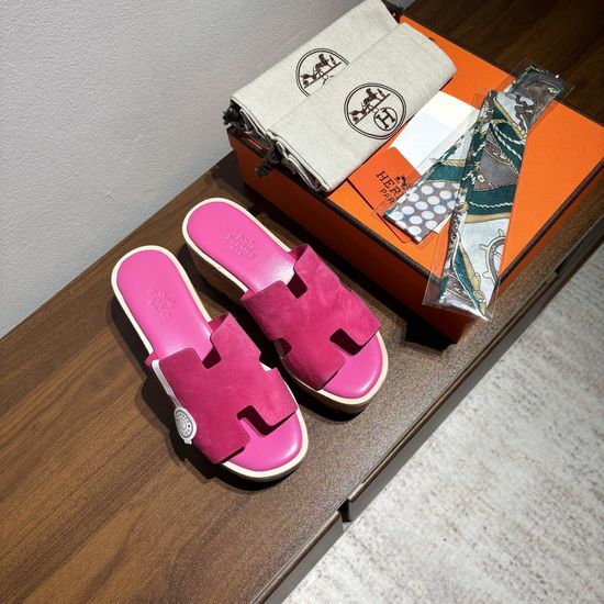 Hermes Suede Platform Non-slip Comfortable Casual Sandals