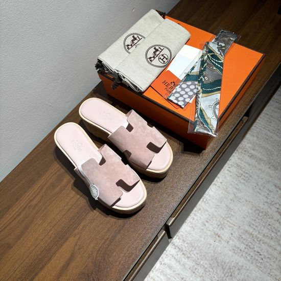 Hermes Suede Platform Non-slip Comfortable Casual Sandals