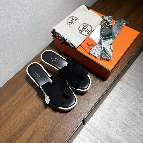 Hermes Suede Platform Non-slip Comfortable Casual Sandals