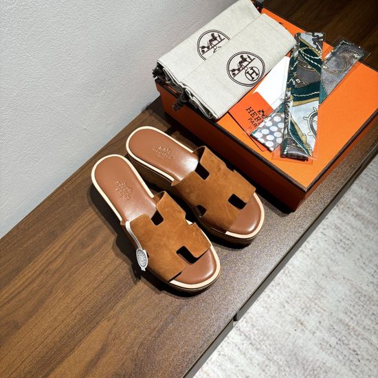 Hermes Suede Platform Non-slip Comfortable Casual Sandals