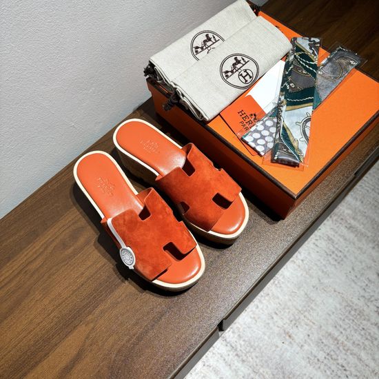Hermes Suede Platform Non-slip Comfortable Casual Sandals