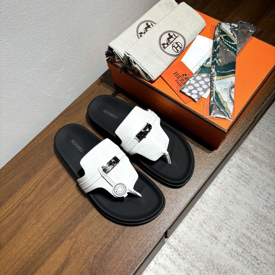 Hermes Calfskin Buckle Casual Comfort Non-slip Sandals