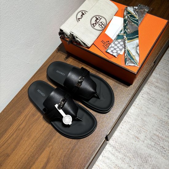 Hermes Calfskin Buckle Casual Comfort Non-slip Sandals