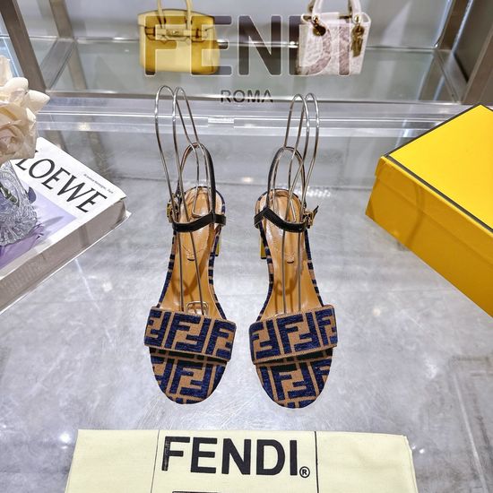 Fendi Lace-up Chunky Heel Sandals With Hardware Accents