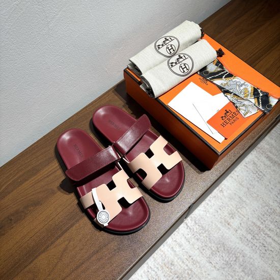 Hermes Mixed Color Calfskin Non-slip Comfortable Casual Sandals