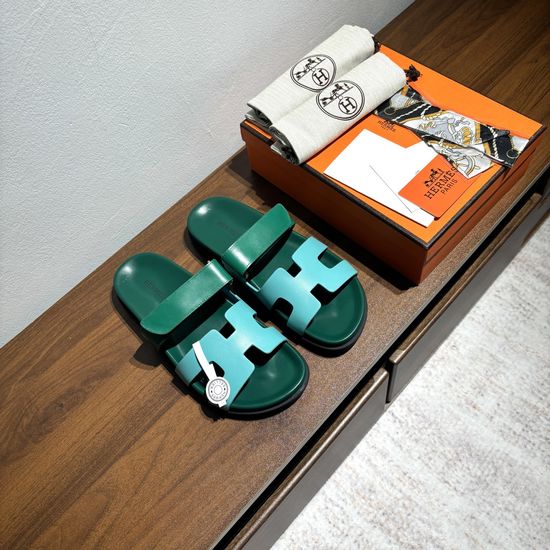 Hermes Color-block Calfskin Non-slip Comfortable Casual Sandals