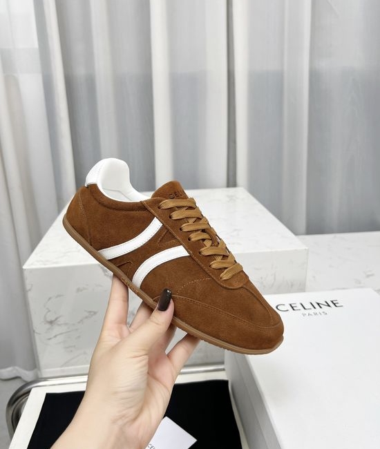 Celine Casual Suede Leather Lace Up Low Top Sneakers