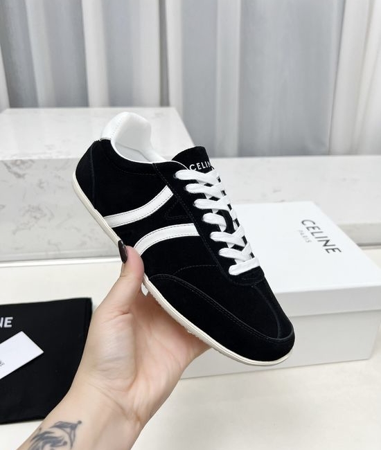 Celine Casual Suede Leather Lace Up Low Top Sneakers