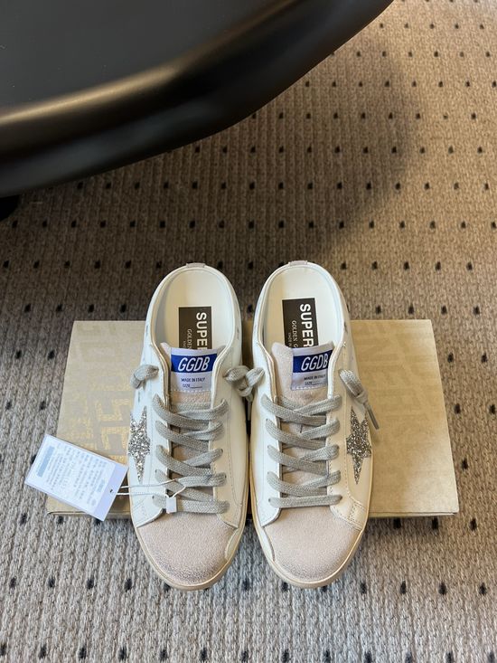 Golden Goose Distressed Cowhide Mule Sneakers With Silver Star