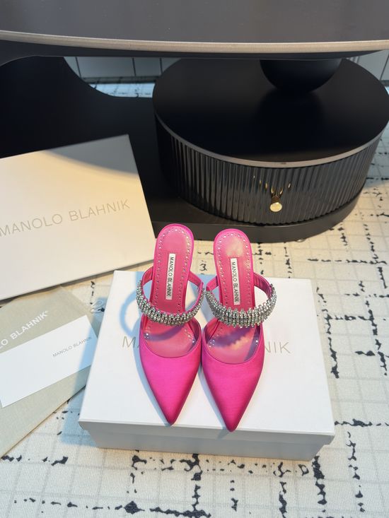 Manolo Blahnik Rhinestone Decor Silk High Heel Sandals