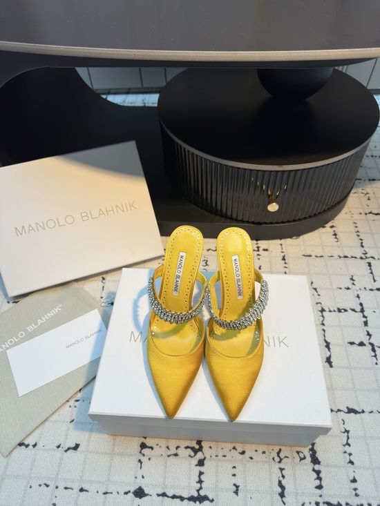 Manolo Blahnik Rhinestone Decor Silk High Heel Sandals