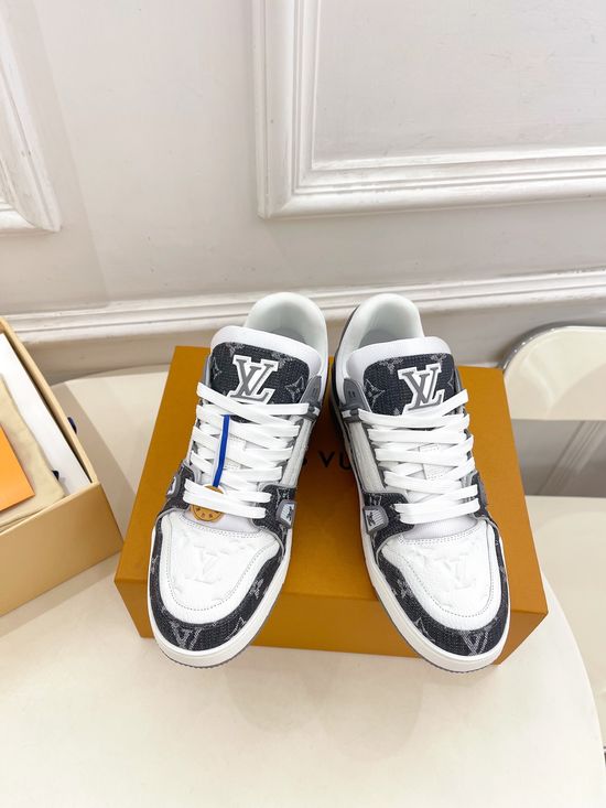 Louis Vuitton Denim Leather Mixed Casual Sneakers