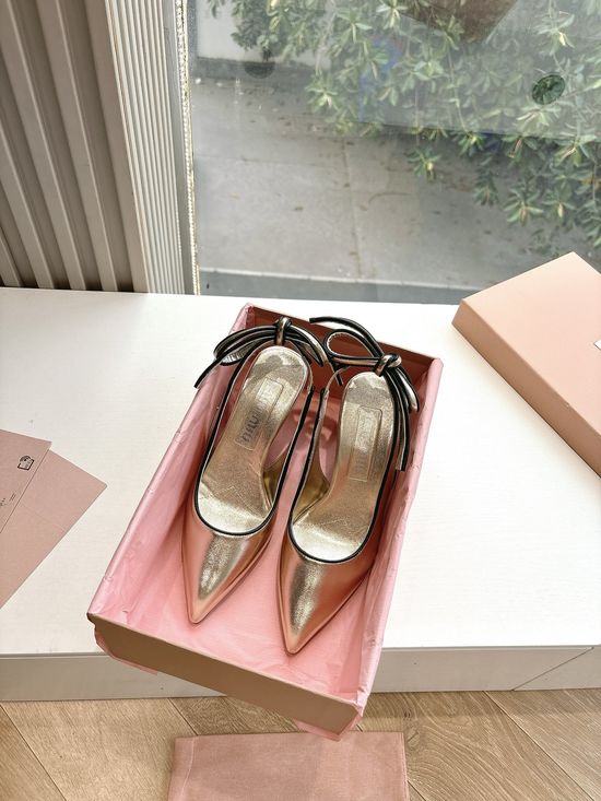 Miu Miu Genuine Leather Comfortable High Heel Fashion Shoes