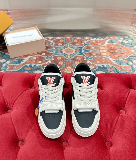 Louis Vuitton LV Perforated Leather Casual Skateboarding Retro Sneakers