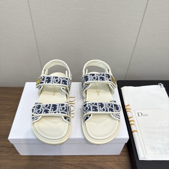 Christian Dior CD Soft Leather Comfort Sandals with Adjustable Magic Tape Straps