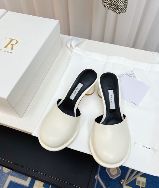 The Row Vintage Chunky Heel Round Toe Slippers Elegant Easy Match