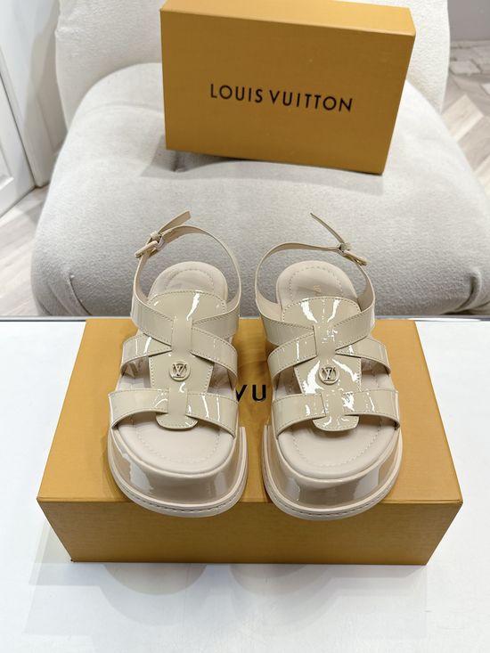 Louis Vuitton Premium Leather Platform Casual Sandals