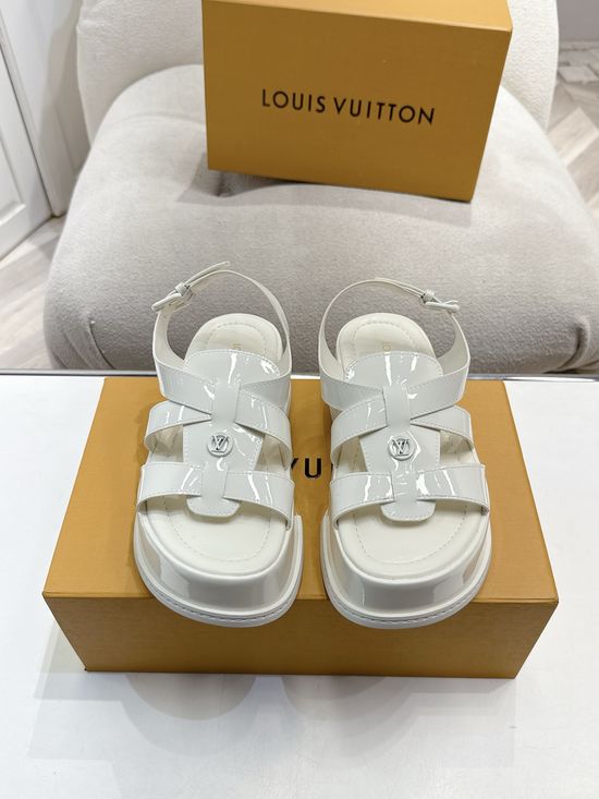 Louis Vuitton Premium Leather Platform Casual Sandals