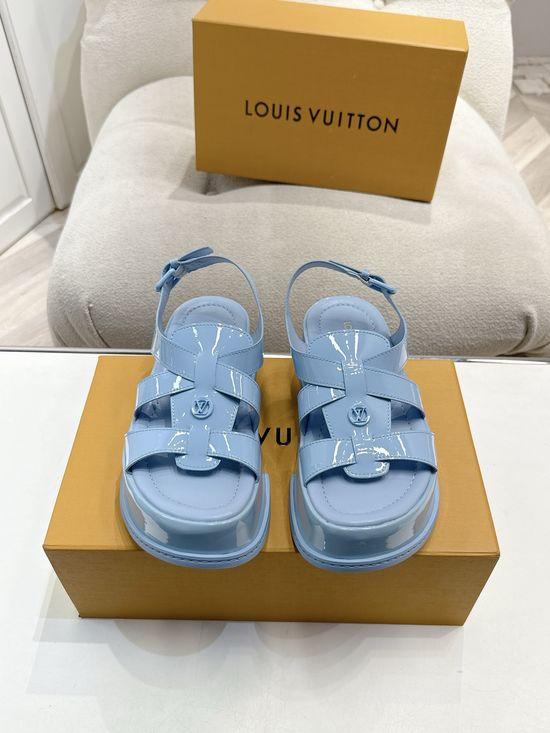 Louis Vuitton Premium Leather Platform Casual Sandals