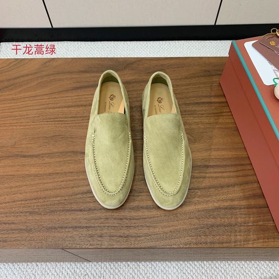 Loro Piana Suede Loafers Hand-Stitched Leather Sole Lined Shoes