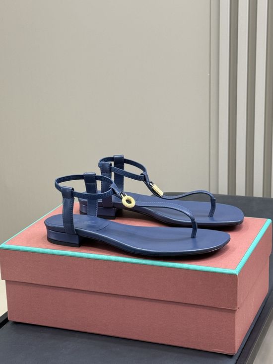 Loro Piana Minimalist Full Leather Elegant Comfortable Fashion Slide Sandals