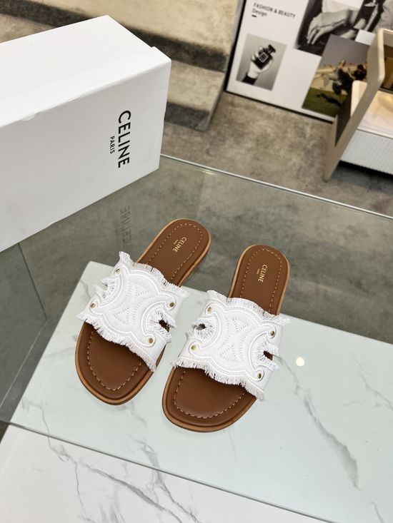 Celine Embroidery Casual Slide Slippers